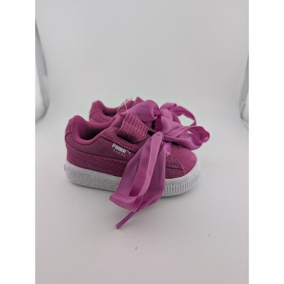 Puma Toddler Size 4c Suede Pink Sneakers Satin Laces Magenta 4 C Girls - Picture 1 of 8